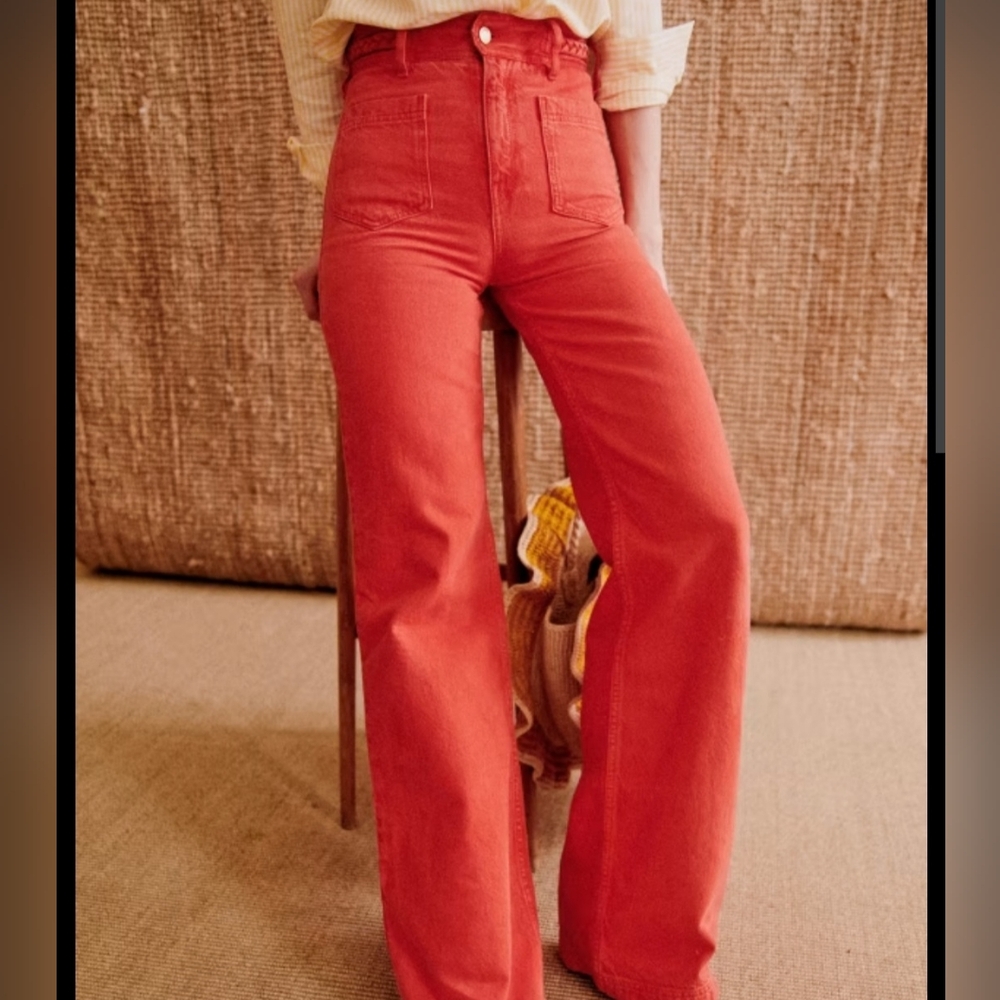 Sezane Enrico Jeans in Coral - NWT!